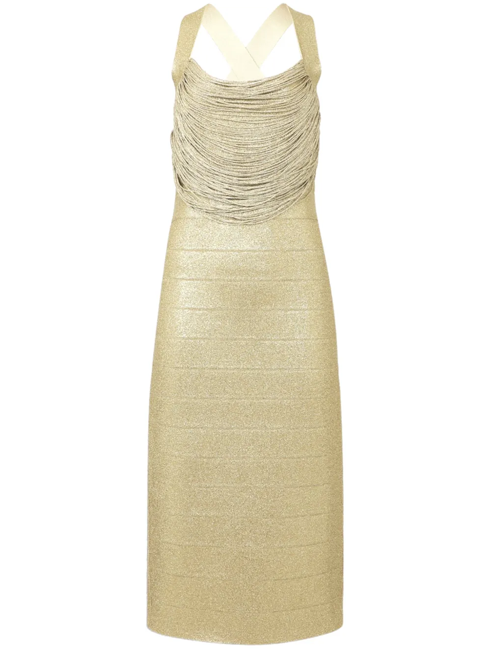 

Платье миди Disco Knit Hervé Léger, золотой