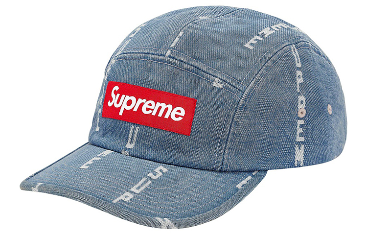 

Supreme Джинсовая кепка с жаккардовой полосой и логотипом, Denim Blue