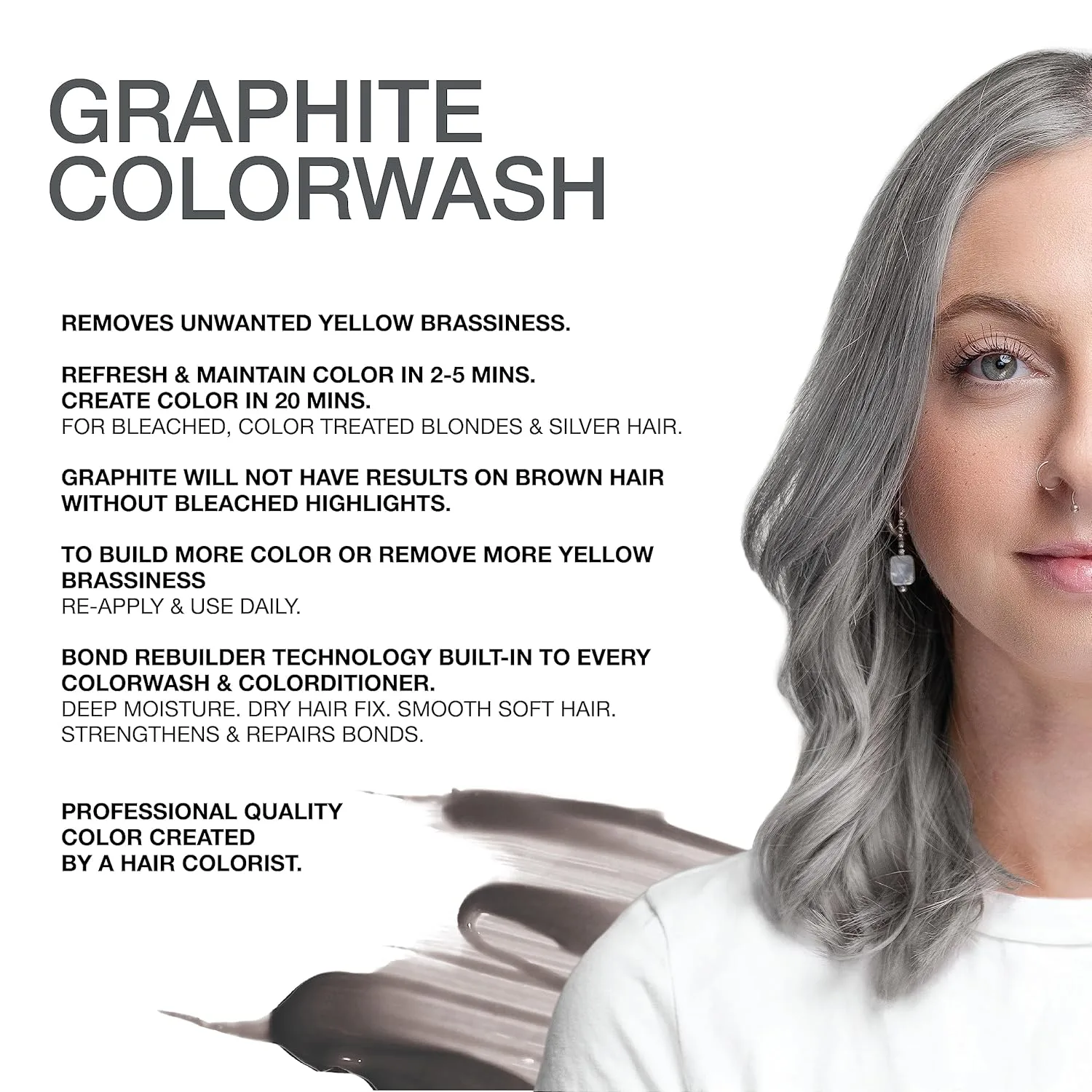 Шампунь Celeb Luxury Colorwash Color Depositing Shampoo - средство для обновления цвета, веганская краска для волос, восстанавливающий стержень Bondfix Bond Rebuilder, оттенок Viral Graphite. — фото 2