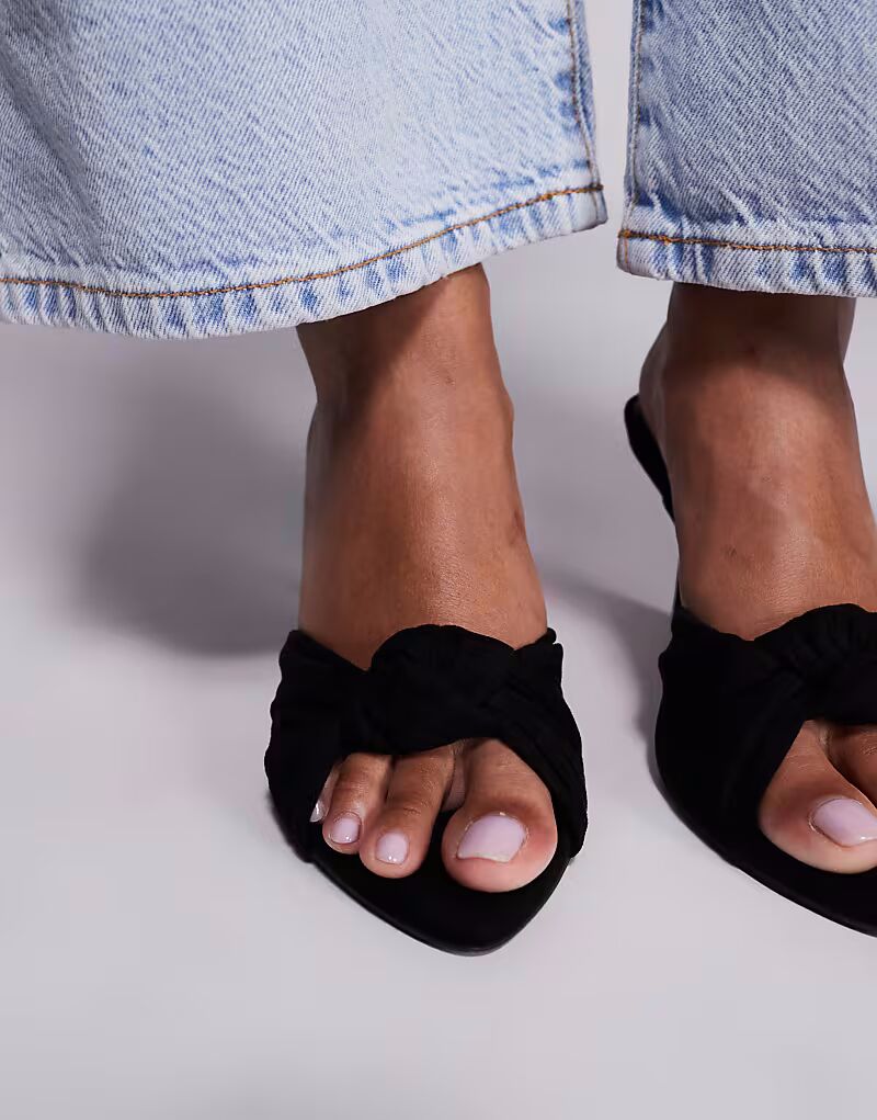 Мюли Nemo на высоком каблуке с узелковой отделкой из черной замши ASOS DESIGN — фото 2