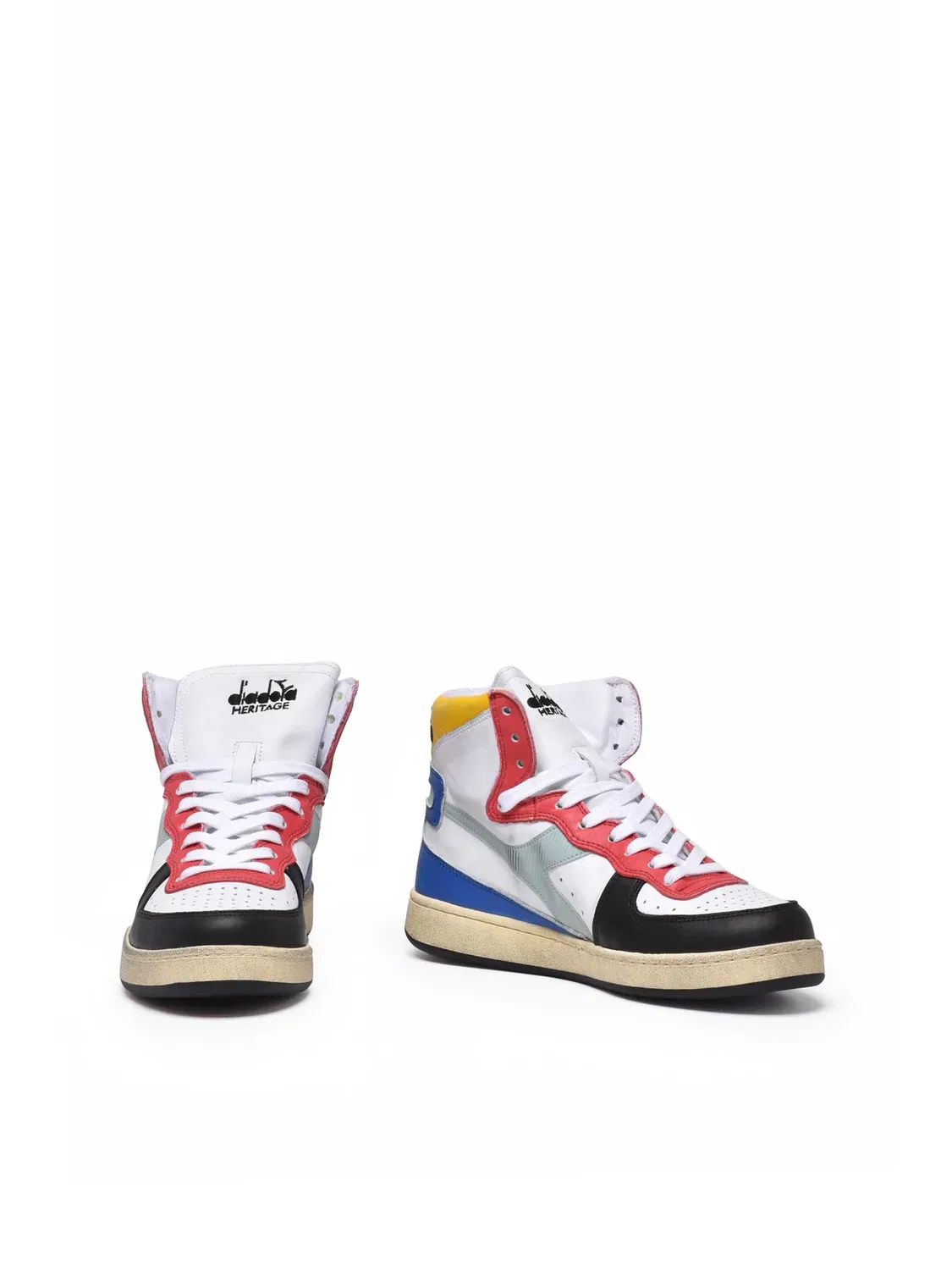 DIADORA HERITAGE Разноцветные кожаные кроссовки-корзинки — фото 2