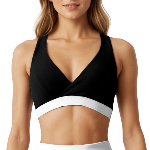 

Женский спортивный топ с V-образным вырезом, перекрестными бретелями и поддерживающей эластичной лентой Anna-Kaci, Black