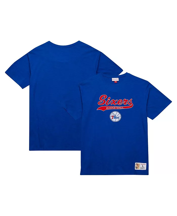 

Мужская футболка Royal Philadelphia 76ers Hardwood Classics с аппликацией из фетра и эффектом неравномерной вязки Mitchell & Ness