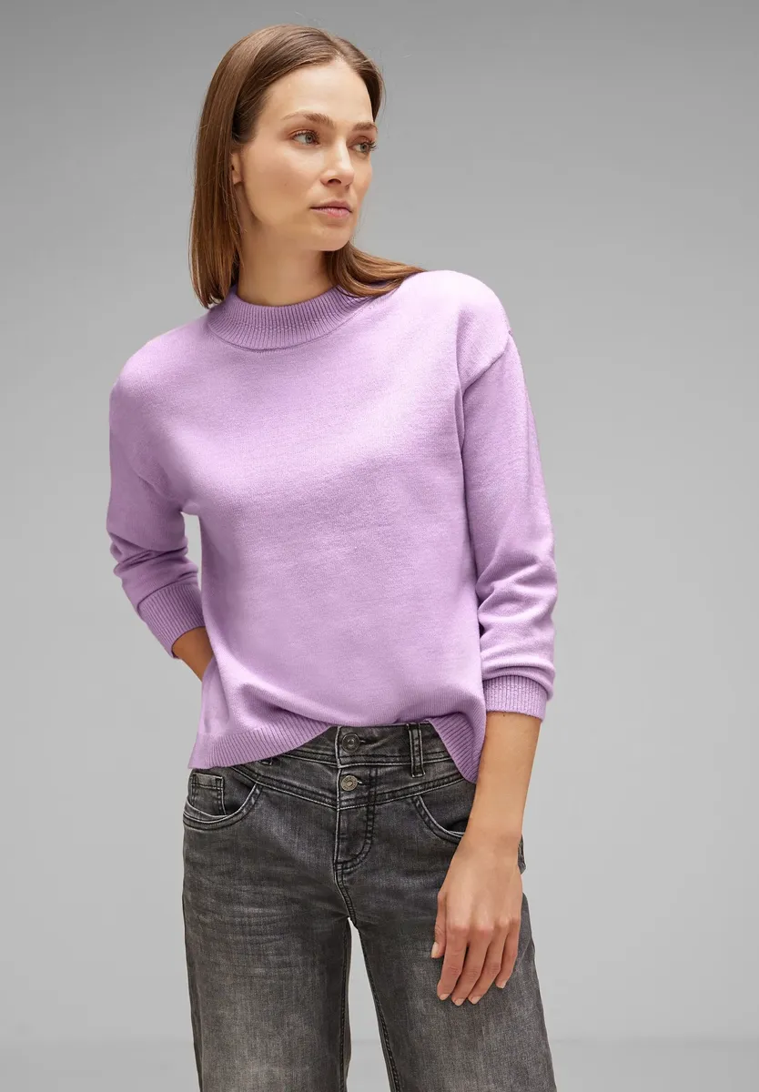 

Свитер с воротником-стойкой STREET ONE, с воротником-стойкой, цвет Soft Pure Lilac Melange