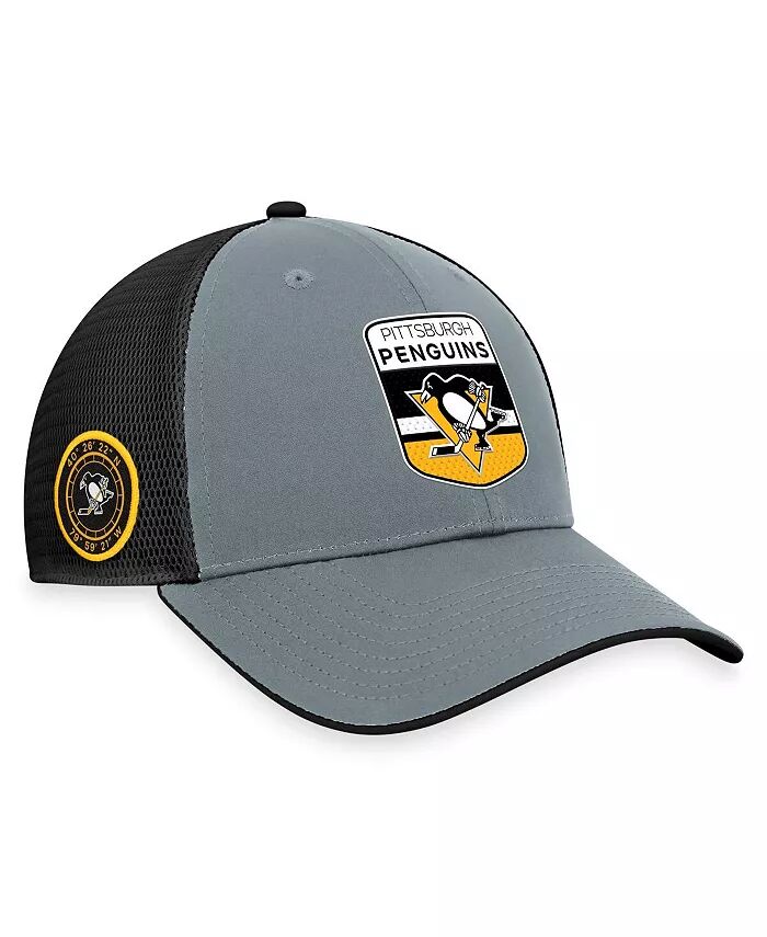 

Мужская серо-черная регулируемая шапка Pittsburgh Penguins Authentic Pro Home Ice Trucker Fanatics, серый