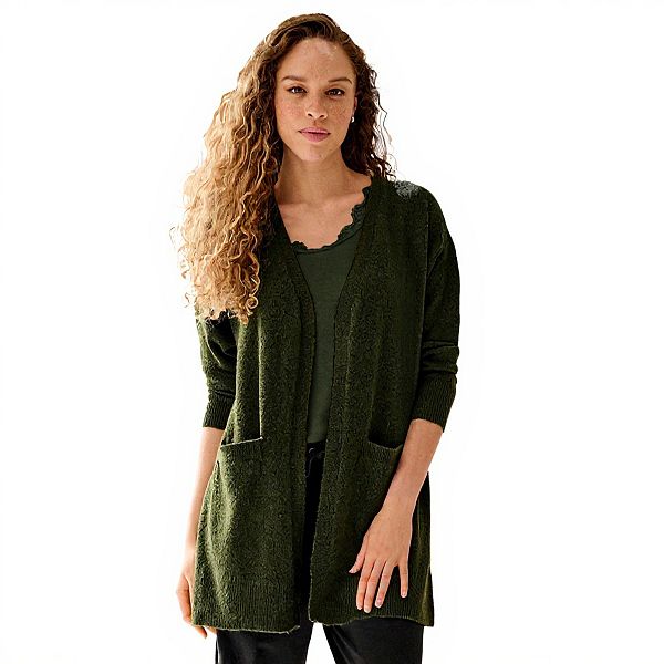 

Плюс сайз длинный кардиган с карманами Ellos, Heather Deep Olive