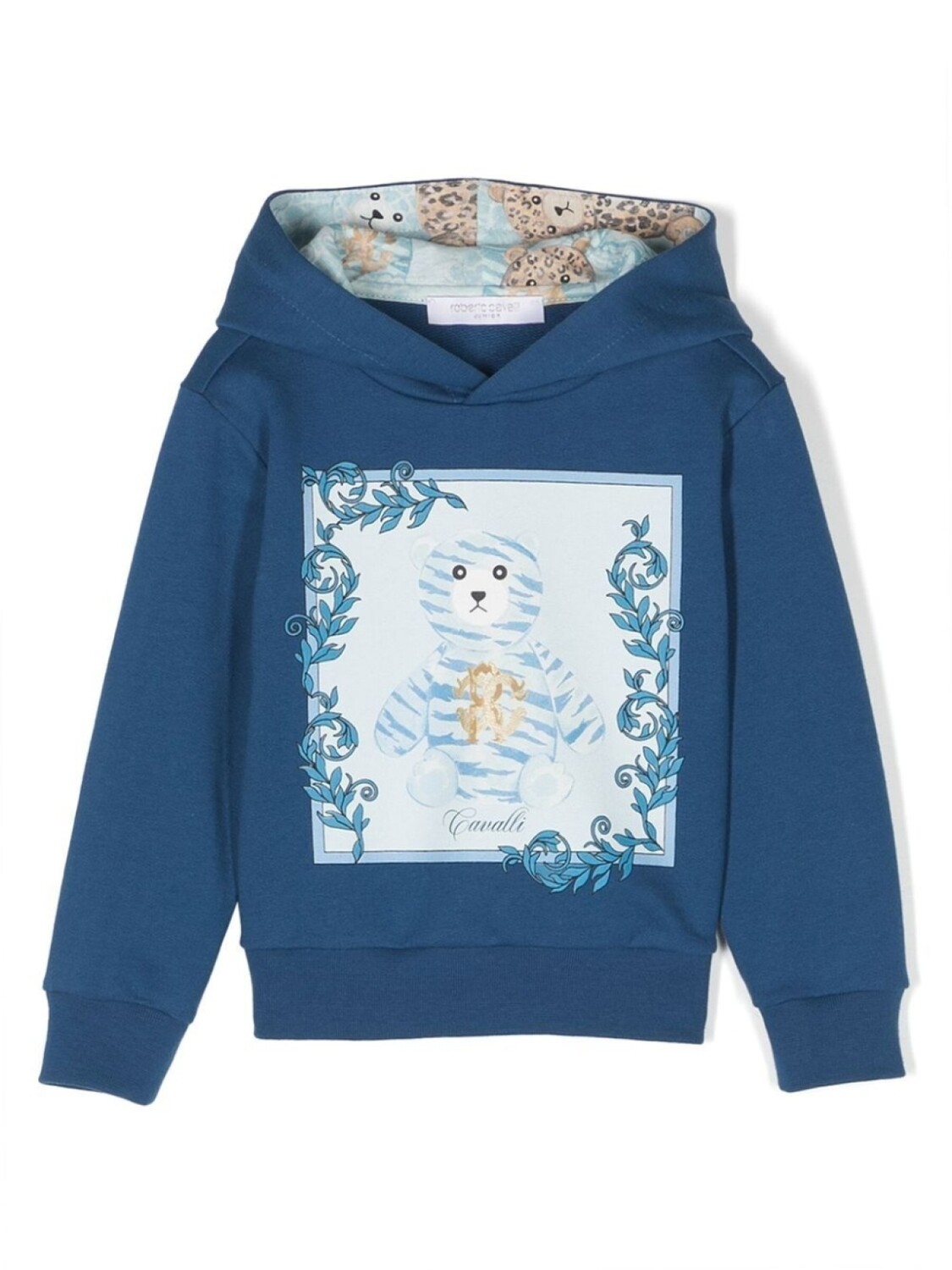 

Толстовка с капюшоном и принтом медведя Roberto Cavalli Junior, синий