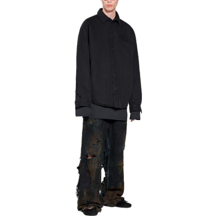 Рубашка Balenciaga Balenciaga Padded Shirt Large Fit 'Black' — фото 3