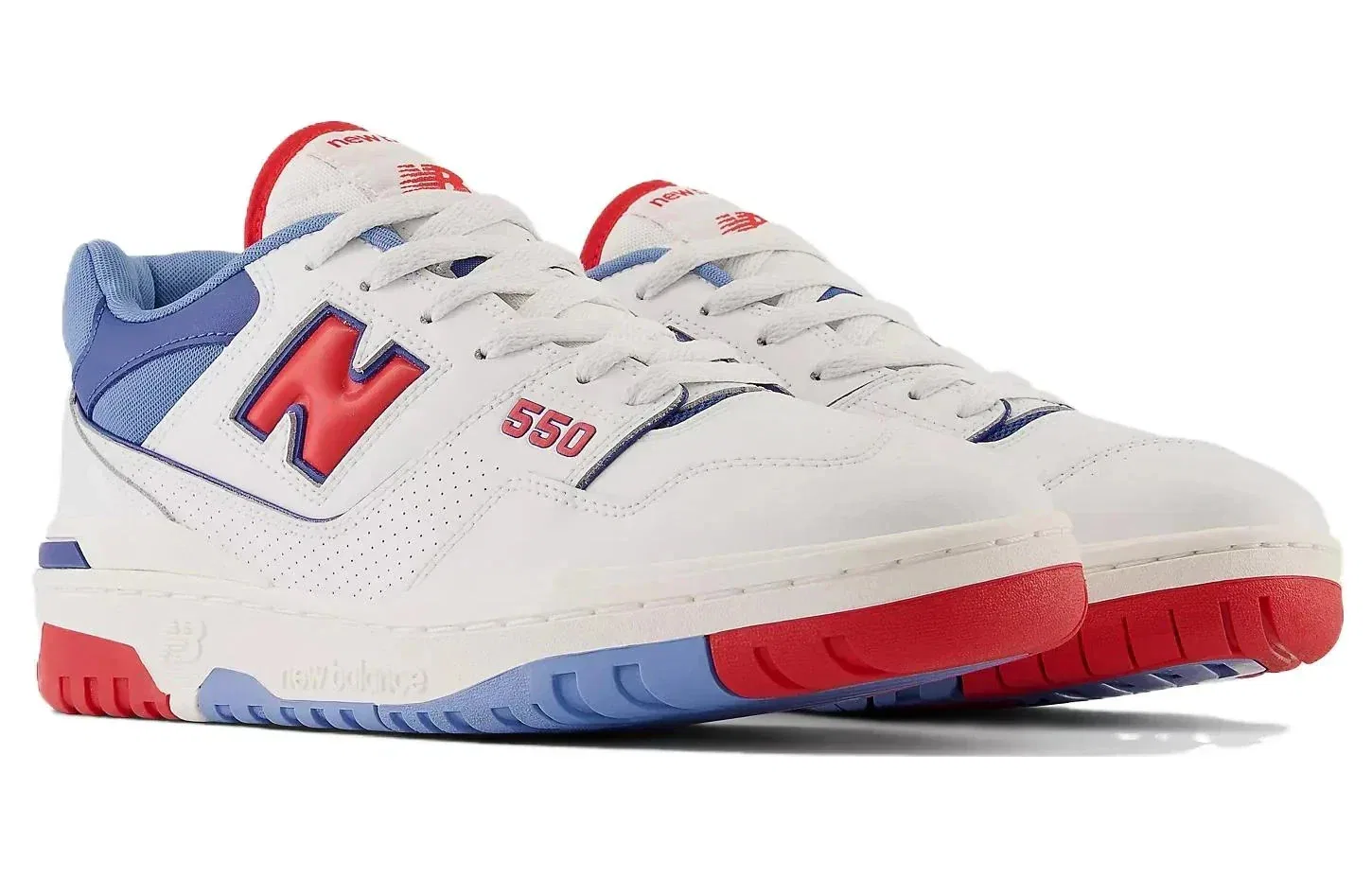 Мужские кроссовки New Balance 550 BB550NCH, белые, из натуральной красной кожи, повседневная обувь