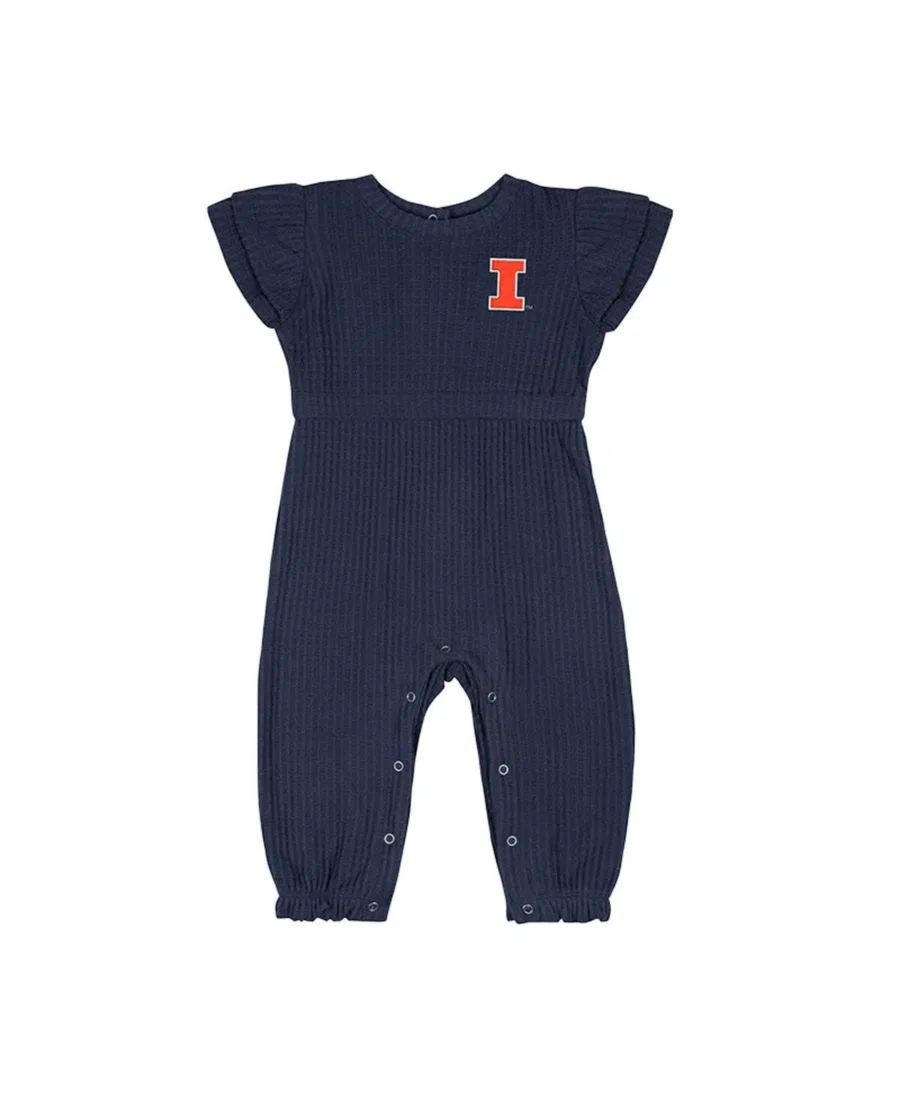 Детский комбинезон из вафельной вязки с символикой команды Illinois Fighting Illini (Морской флот) для мальчиков и девочек Colosseum, темно-синий — фото 4