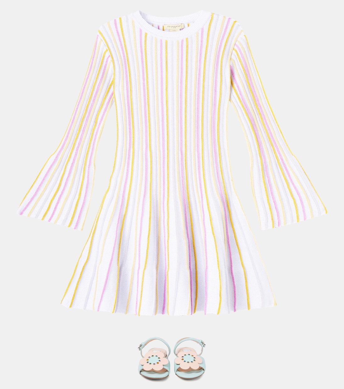 Вязаное платье из хлопковой смеси в полоску Stella McCartney Kids, Colourful — фото 2