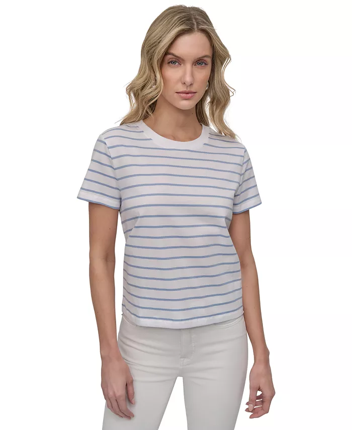 

Укороченная полосатая футболка с круглым вырезом DKNY Jeans, мультиколор