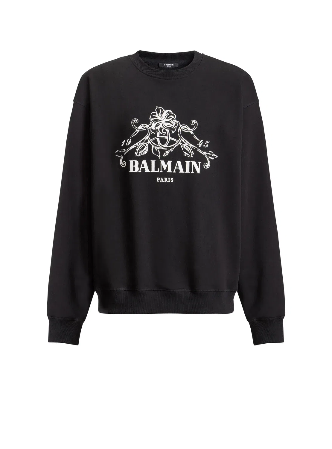 Свитшот BALMAIN с принтом в виде виноградной лозы, черный