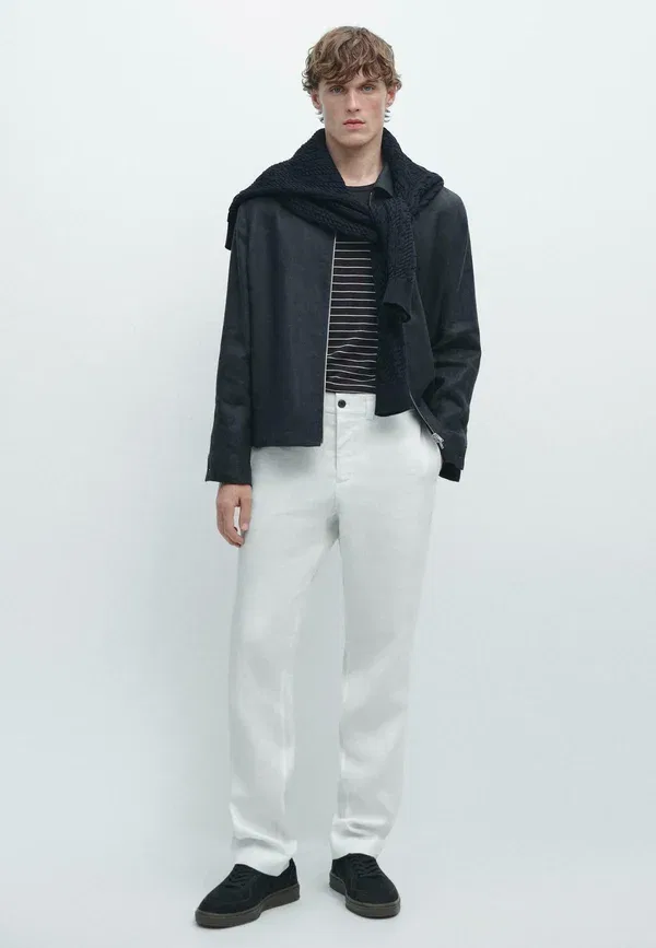 Брюки с эластичным поясом Massimo Dutti, белый — фото 2