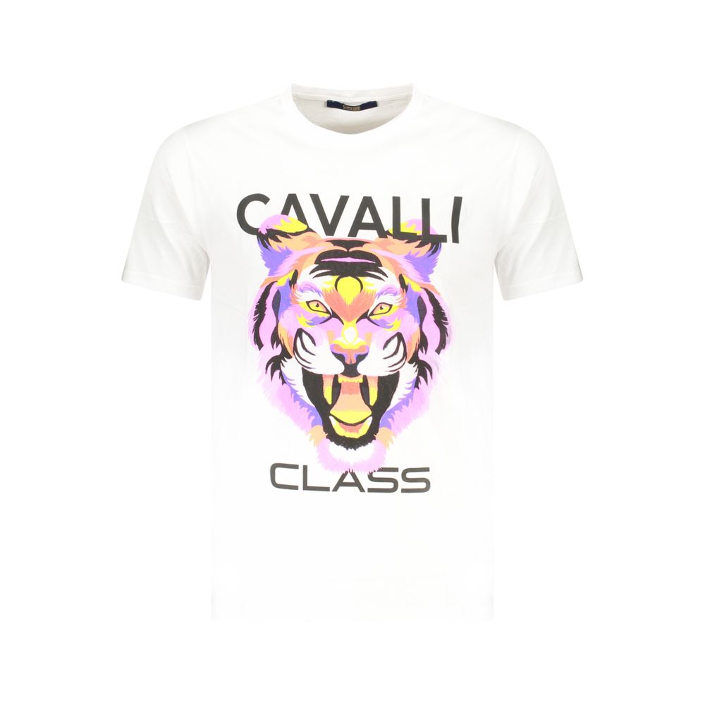 

Белая хлопковая мужская футболка Cavalli Class