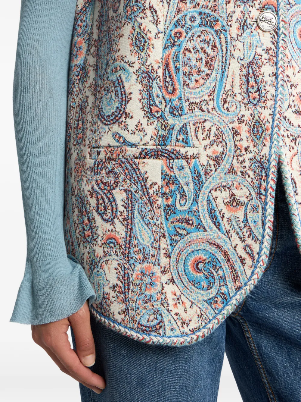 Жаккардовый жилет с узором пейсли Etro, нейтральный — фото 4