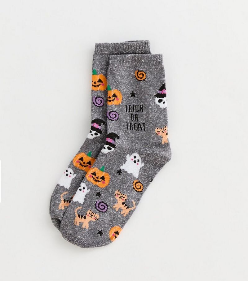 

Серые блестящие носки Halloween Trick or Treat New Look, темно-серый