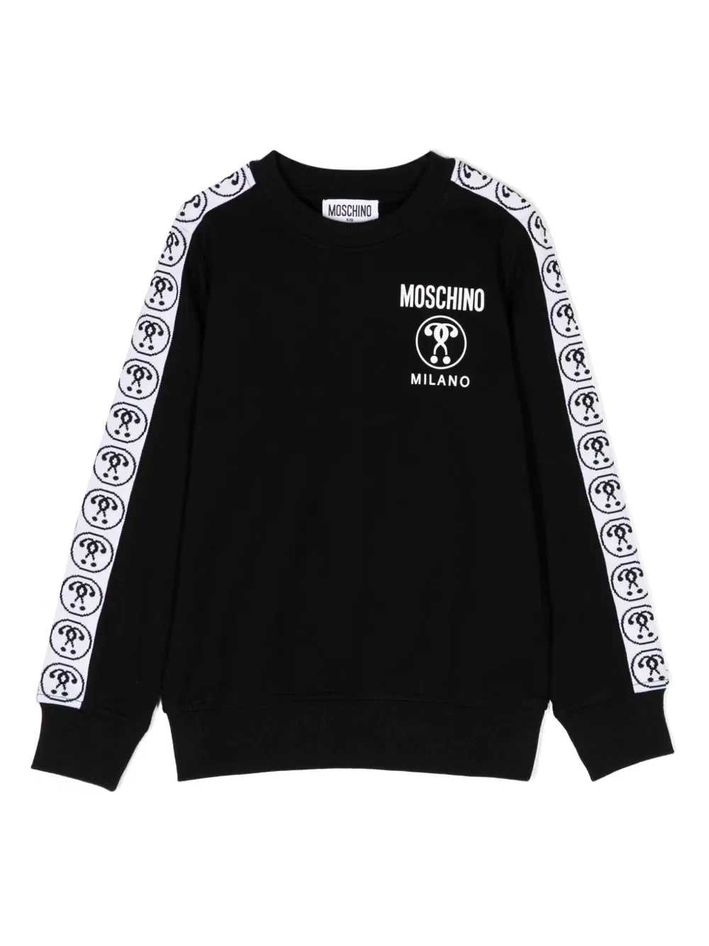 Хлопковая толстовка с двойным вопросительным знаком Moschino Kids, черный
