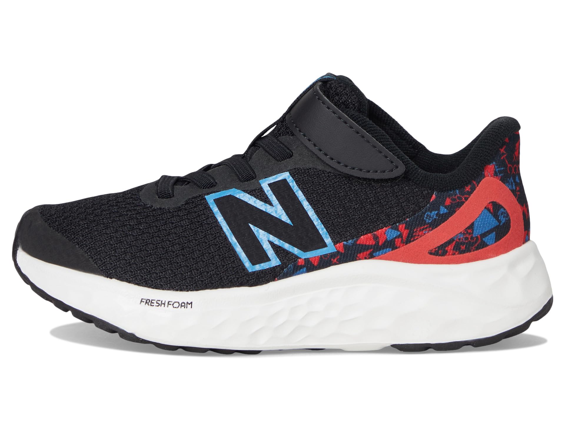 Кроссовки New Balance Kids Fresh Foam Arishi v4 Bungee Lace with Top Strap, цвет Black/Azure/Blast Red — фото 4