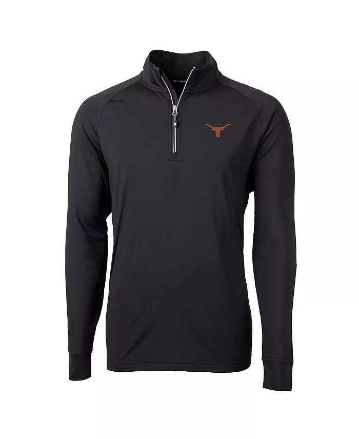 

Мужская черная толстовка Texas Longhorns Adapt с молнией до середины груди Cutter & Buck