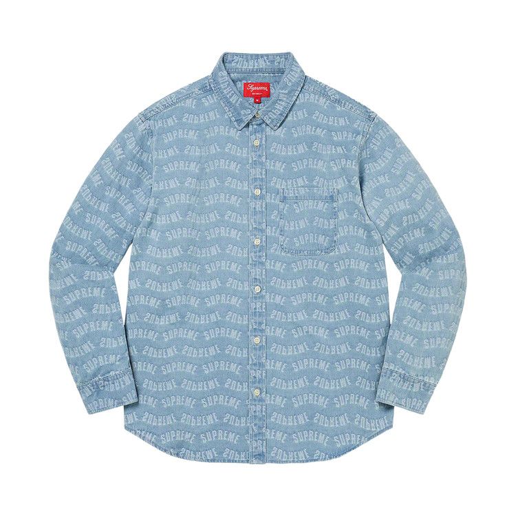 

Рубашка Supreme Arc Jacquard Denim Shirt, Blue