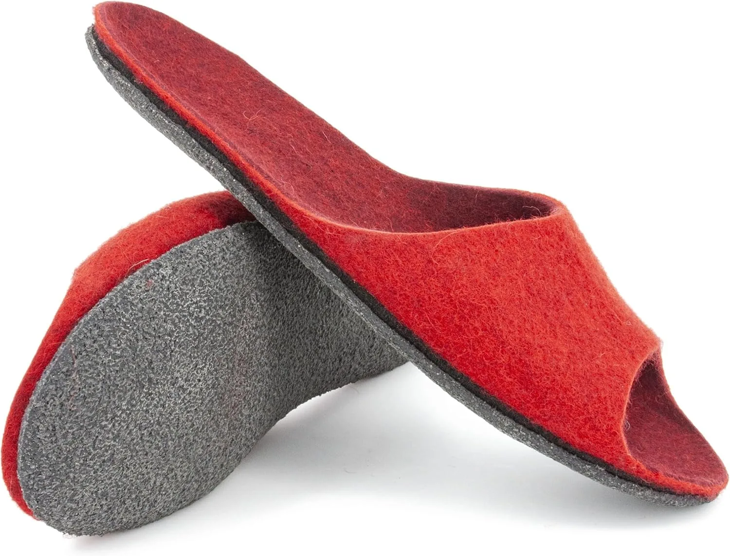 Женские босоножки из шерсти Magicfelt ST 722 - натуральная двухцветная шерсть мериноса | Тапочки с нескользящей анатомической подошвой | Войлочные тапочки унисекс