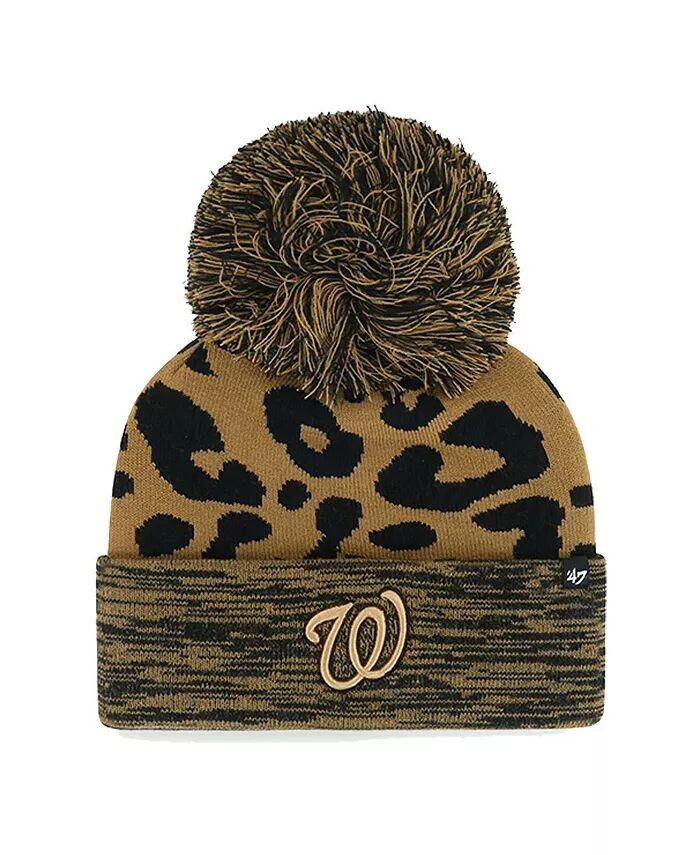 

Женская вязаная шапка Washington Nationals с леопардовым принтом и помпоном '47 Brand
