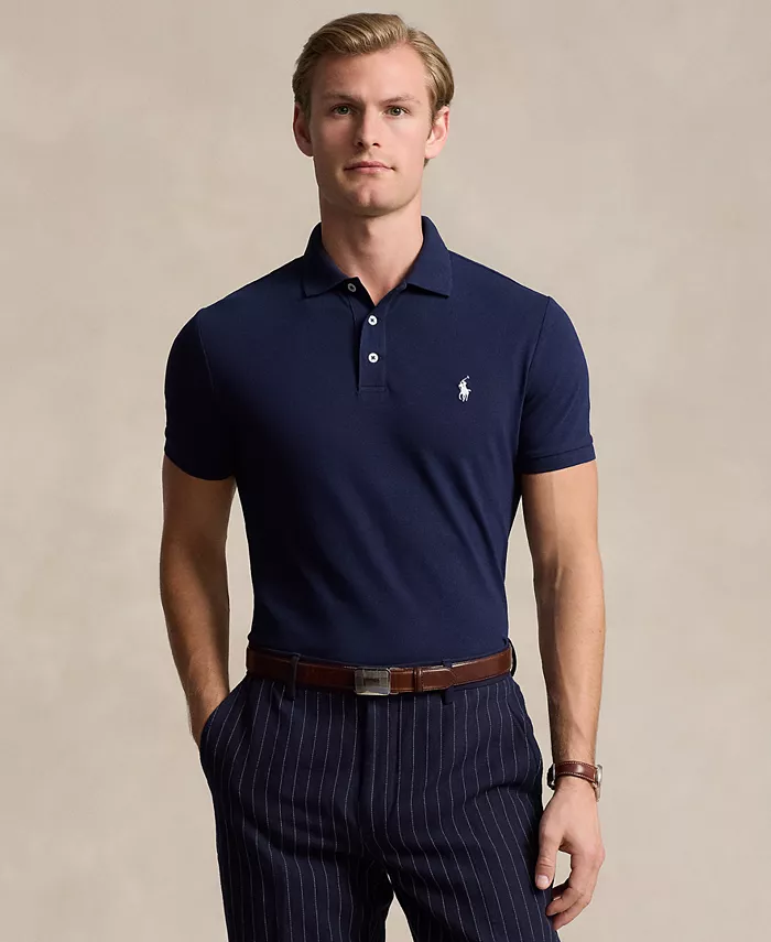 

Мужская классическая поло с сетчатой тканью и стретч-эффектом Polo Ralph Lauren, синий