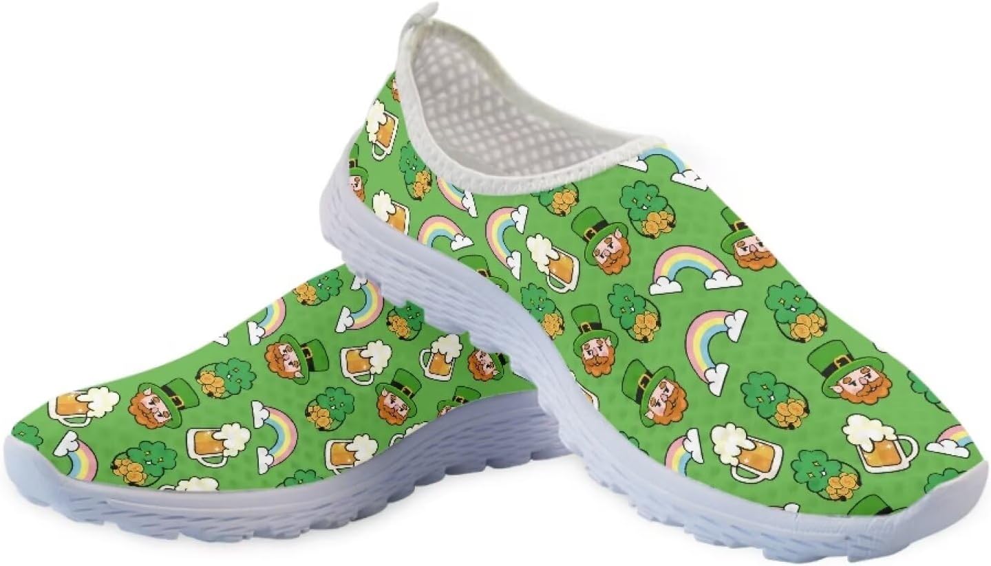 

Легкие водные туфли Binienty для мужчин и женщин с принтом, для дома и улицы, с воздушной сеткой, повседневные аква-обувь, босоножки без шнурков, St. Patrick's Day-1
