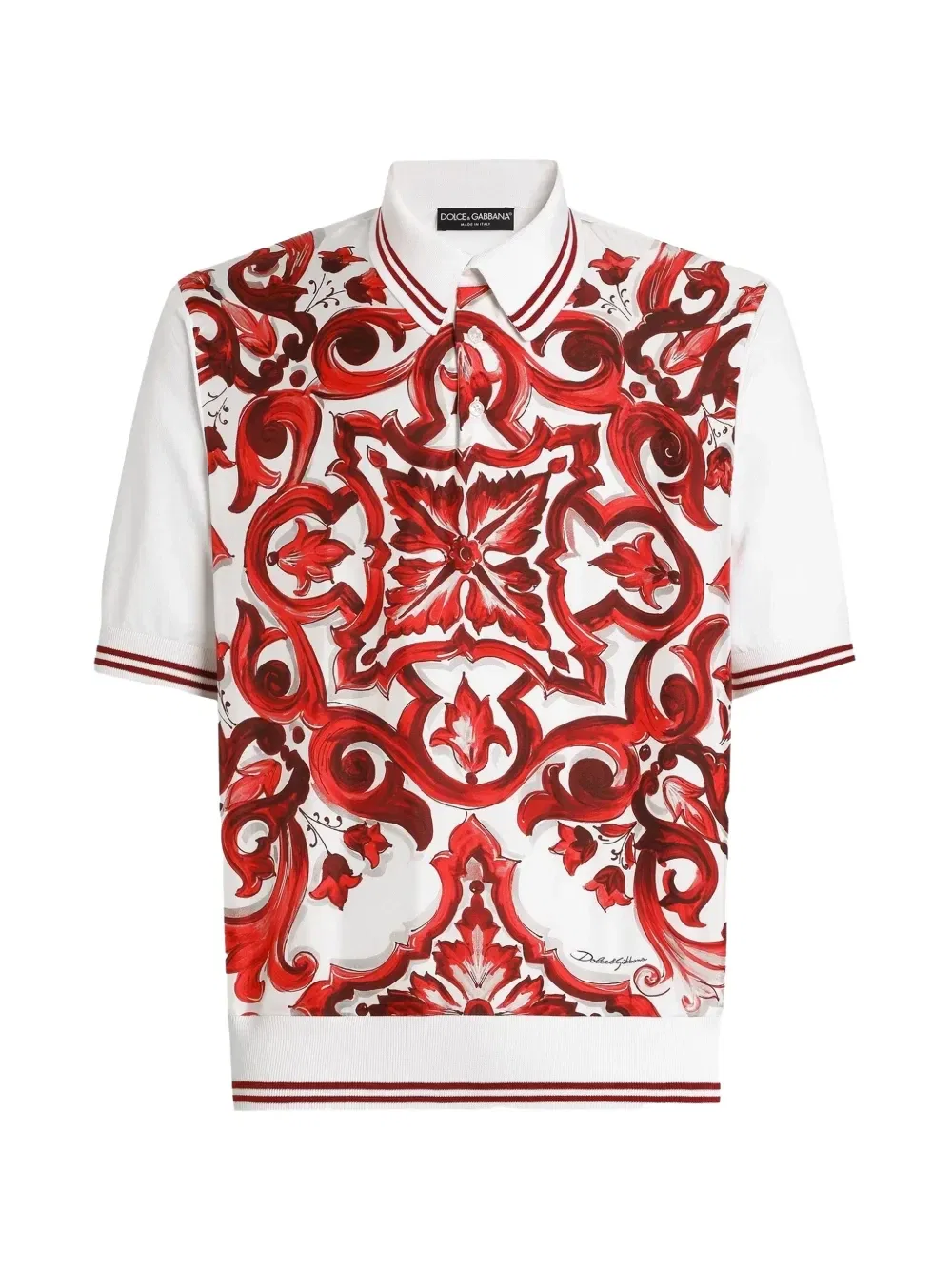Рубашка поло с принтом Majolica Dolce & Gabbana, белый
