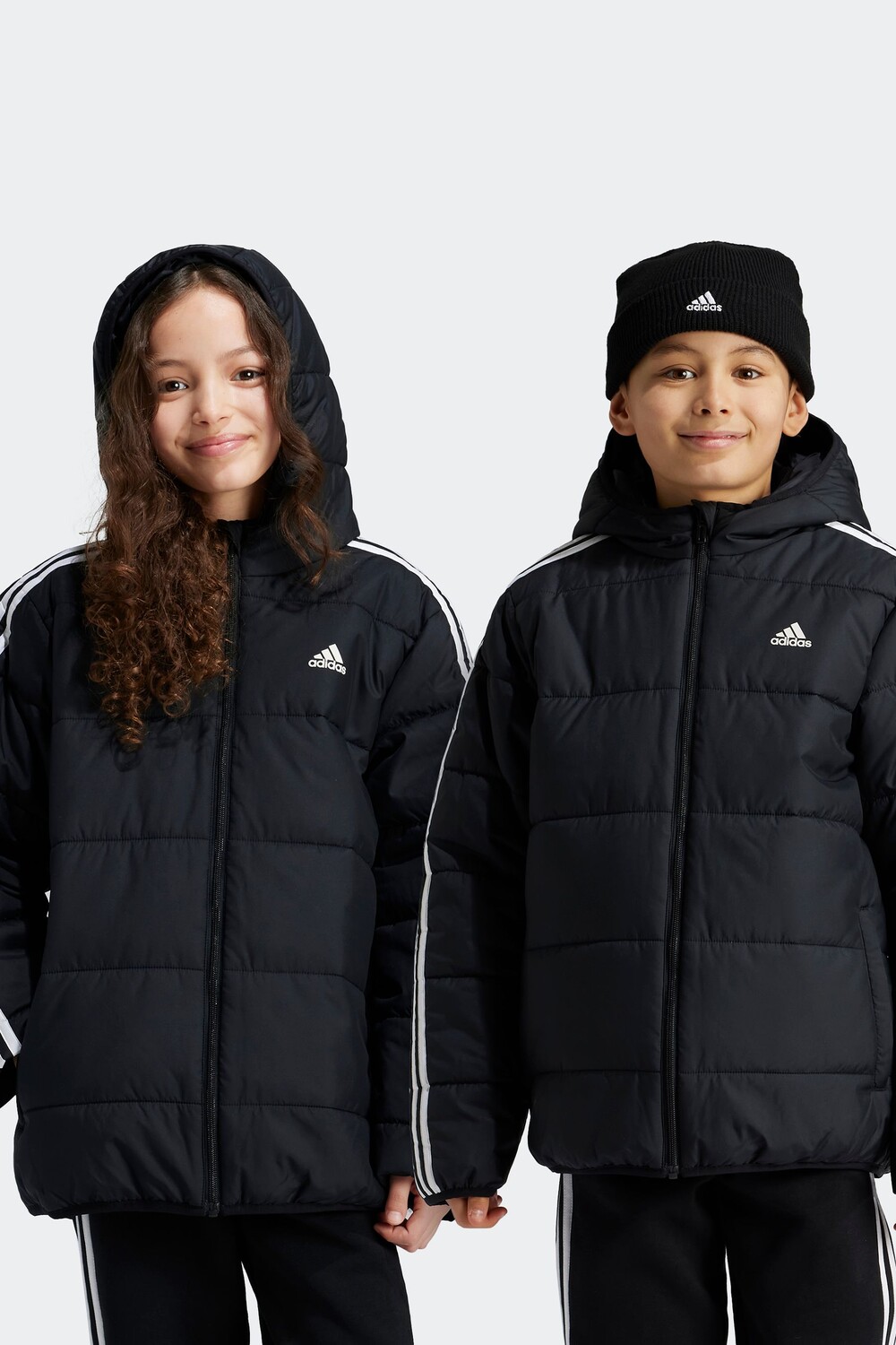 Утепленная куртка Essentials с 3 полосками Adidas, черный