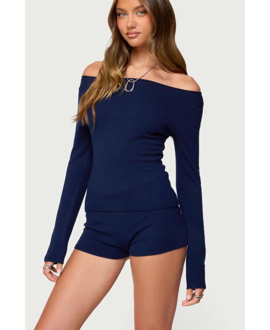 

Женский вязаный свитер Arianna с открытыми плечами Edikted, Navy