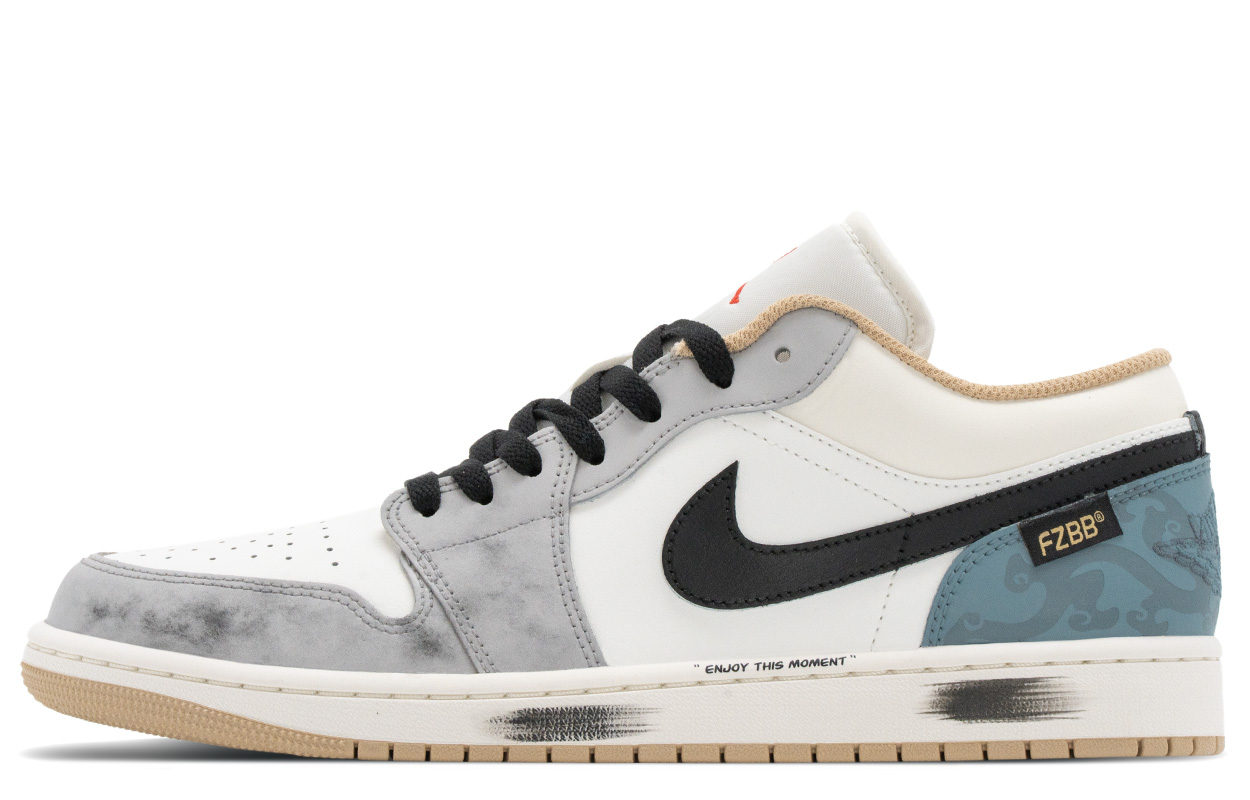 

Jordan Кроссовки Air 1 Qin And Han Pattern Abrasion Resistant Low top Vintage мужские серо-голубые