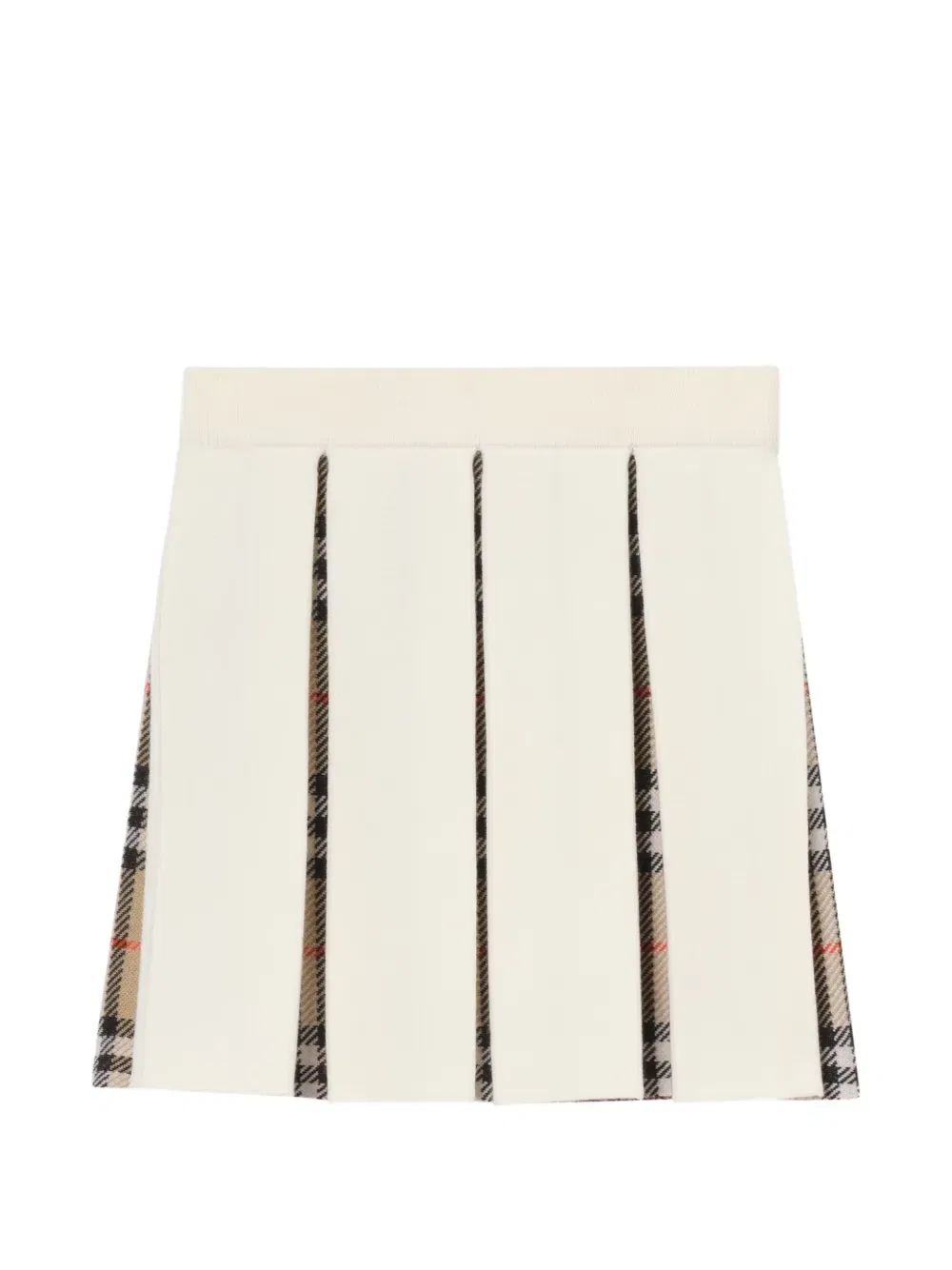 Плиссированная клетчатая юбка из шерстяной смеси Burberry Kids, нейтральный