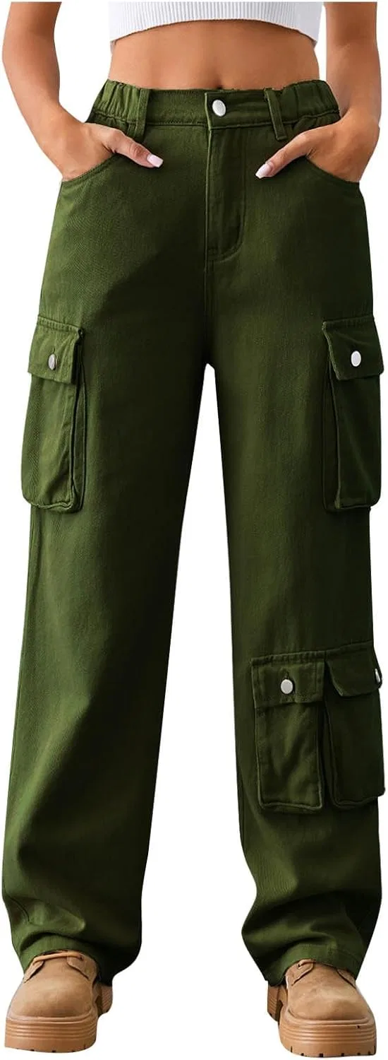 Джинсы карго женские свободные, Army Green