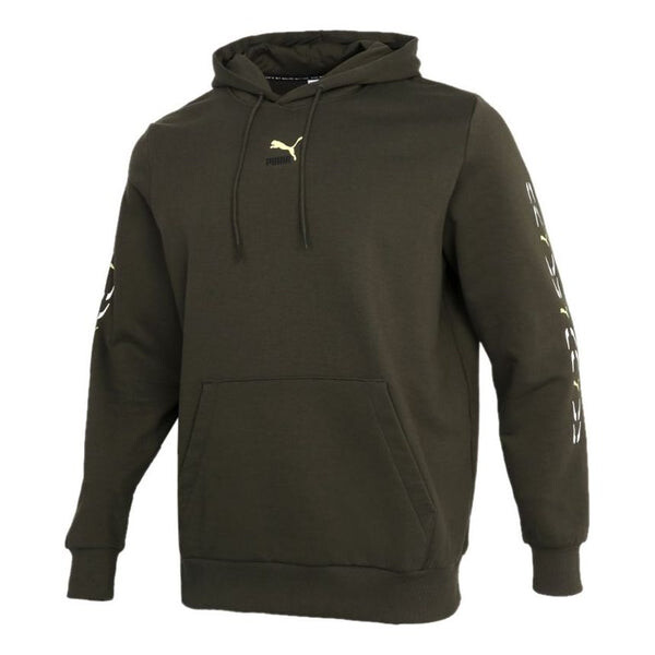 

Толстовка graphic hoodie 'olive green white' Puma, зеленый