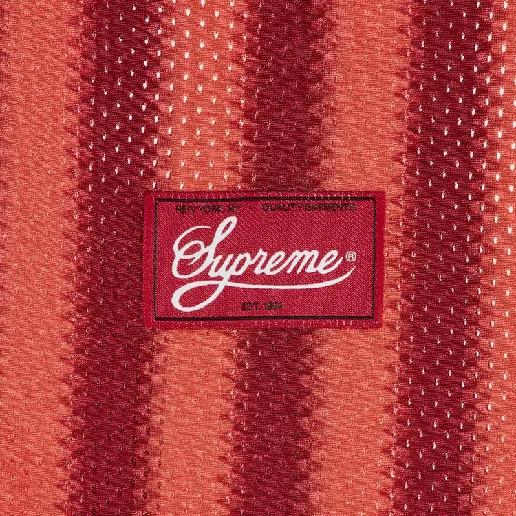 Топ в полоску из сетчатой ткани Supreme, красный — фото 3