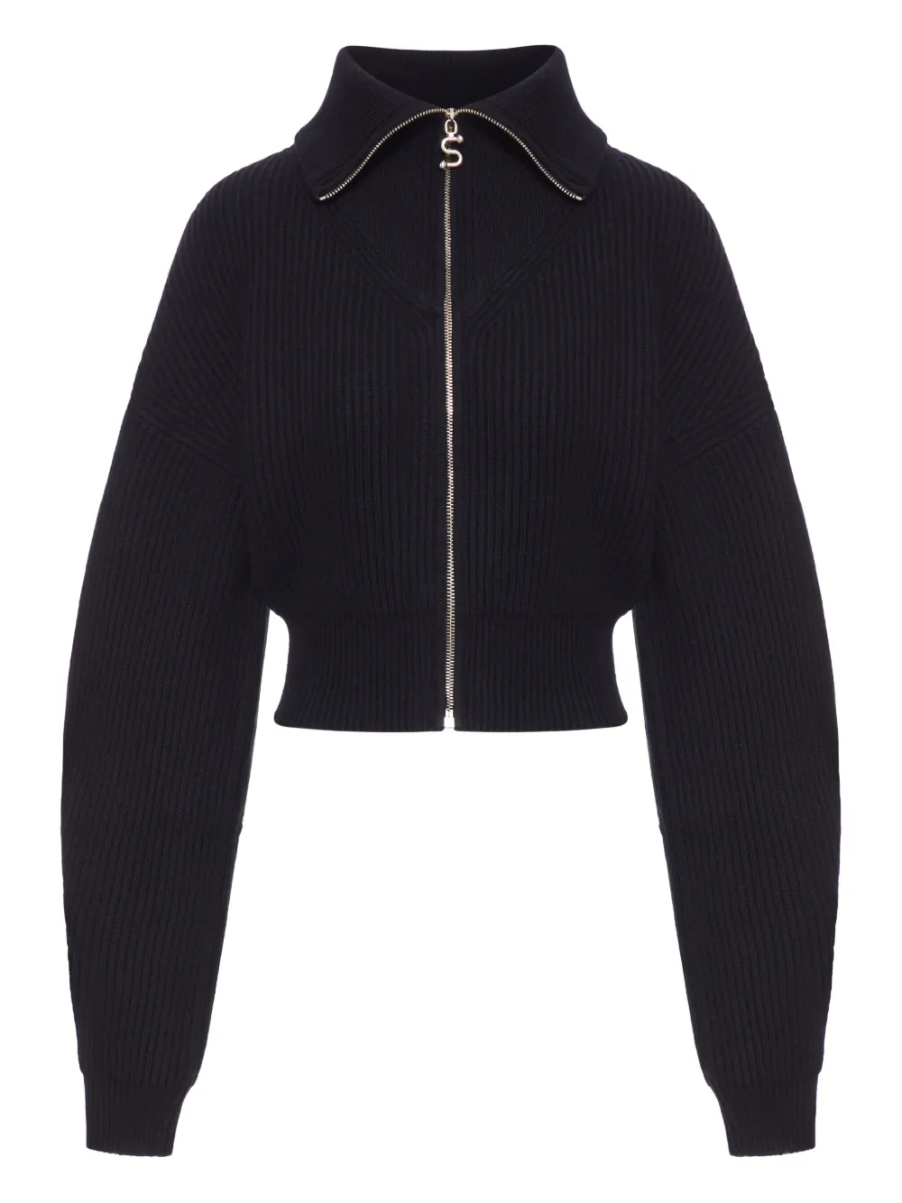 

Кардиган на молнии в рубчик SPORTMAX, черный