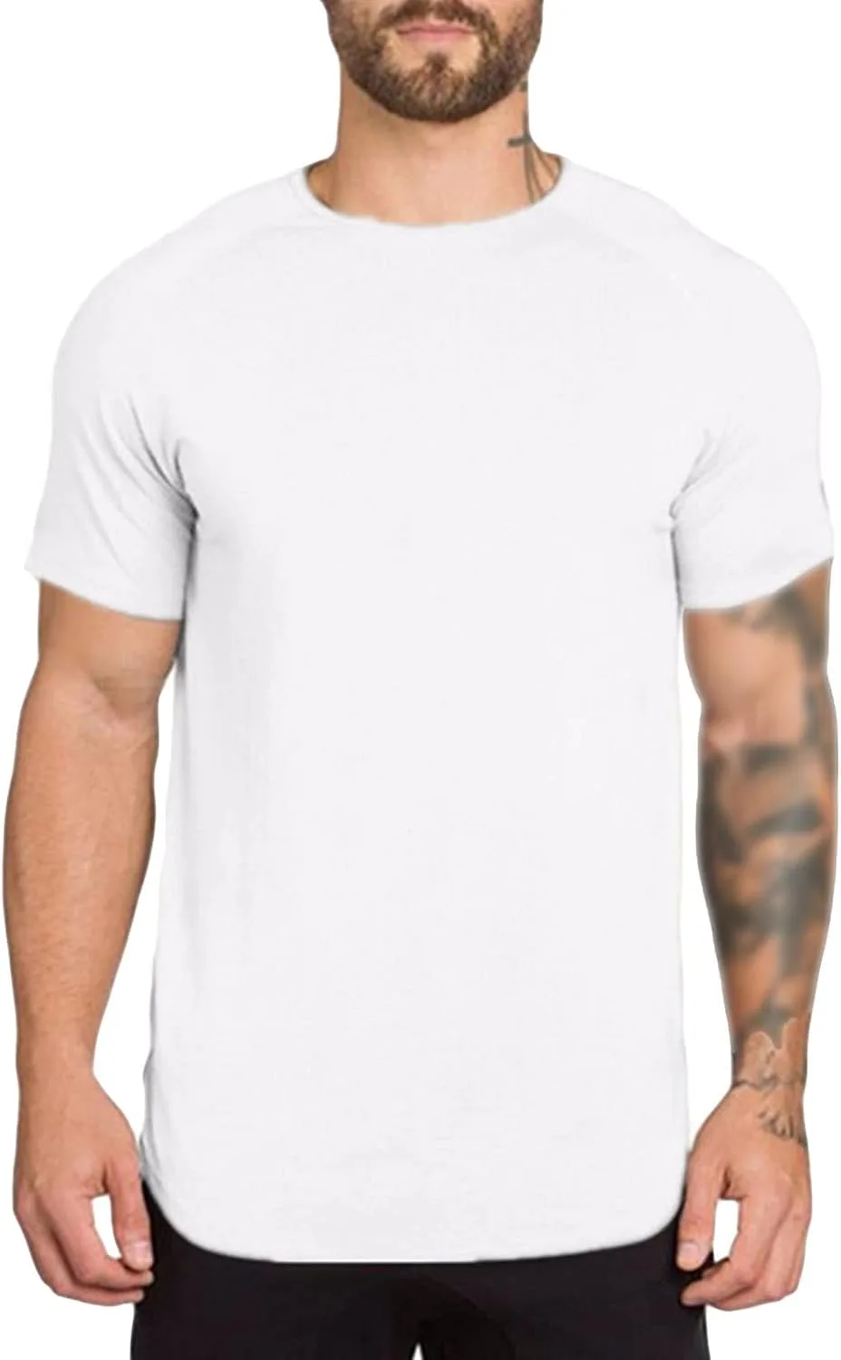 Мужская футболка Muscle Solid Color с коротким рукавом, Slim Fit