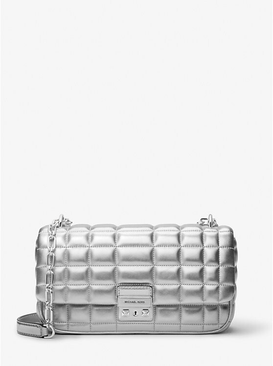

Большая стеганая кожаная сумка через плечо Tribeca Michael Kors, серебряный, Серебристый, Большая стеганая кожаная сумка через плечо Tribeca Michael Kors, серебряный