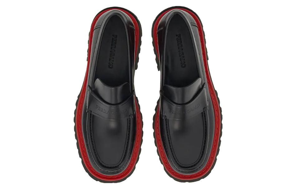 FERRAGAMO Лоферы из кожи с контрастной подошвой, черные — фото 2
