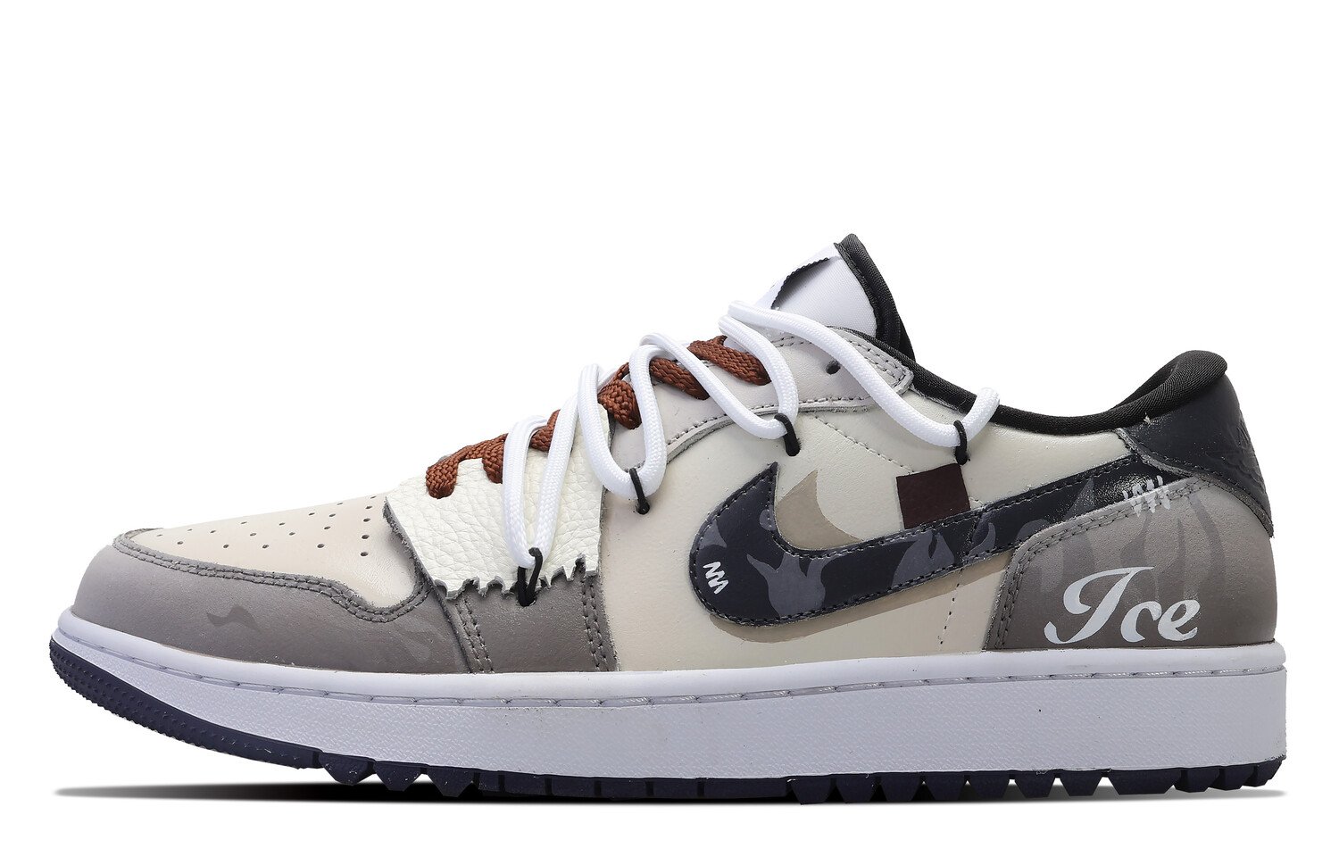 

Кроссовки Air Jordan 1 Vintage Basketball Shoes Unisex Low-top White, хаки/антрацит/черный