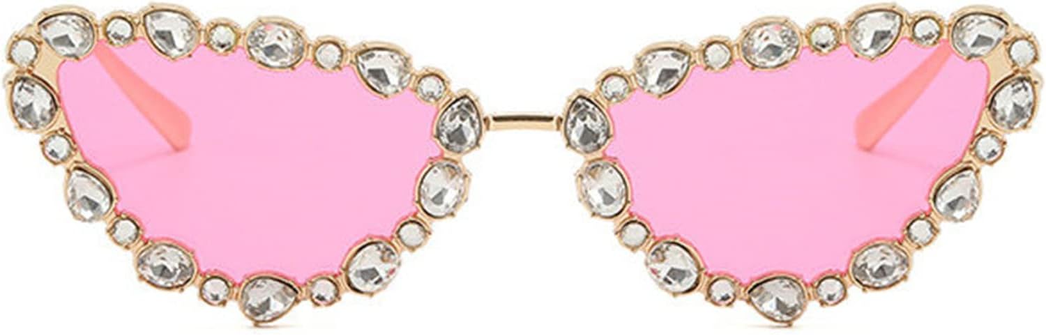 

Солнцезащитные очки «Кошачий глаз» с кристаллами для женщин, ретро-очки треугольной формы для вечеринки, металлические очки в стиле хиппи для уличной фотосессии helena, Pink