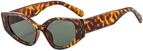 

Модные солнцезащитные очки Polygon для женщин, винтажные солнцезащитные очки с защитой от УФ-излучения UV400, модные солнцезащитные очки для мужчин MTZJH, Leopard