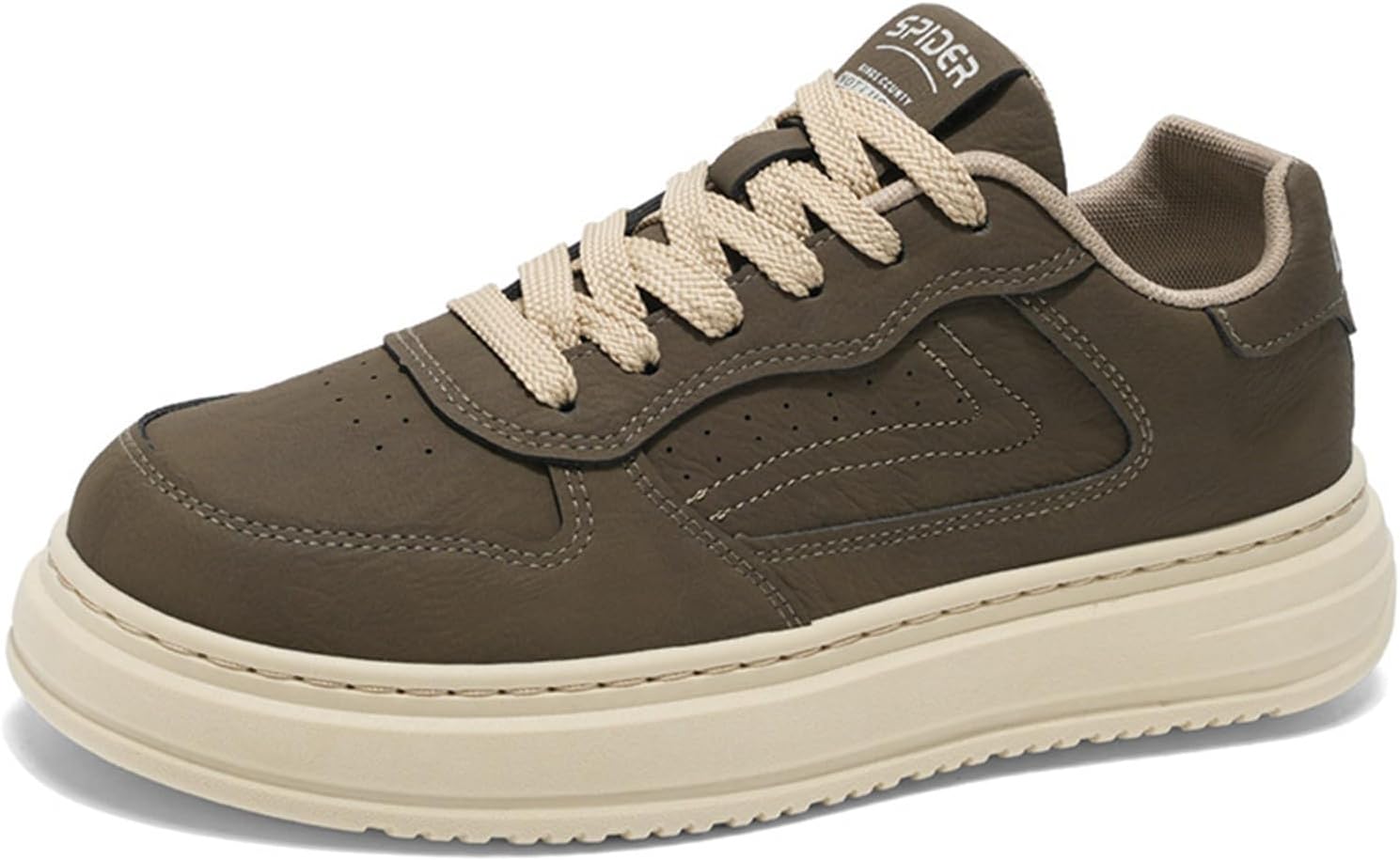 

Мужские модные кожаные кроссовки на шнуровке, повседневные, с нескользящей подошвой, с круглым носком, на платформе, стильные обувь для ежедневной носки, прогулок по городу, скейтбординга Houdbdol, зеленый