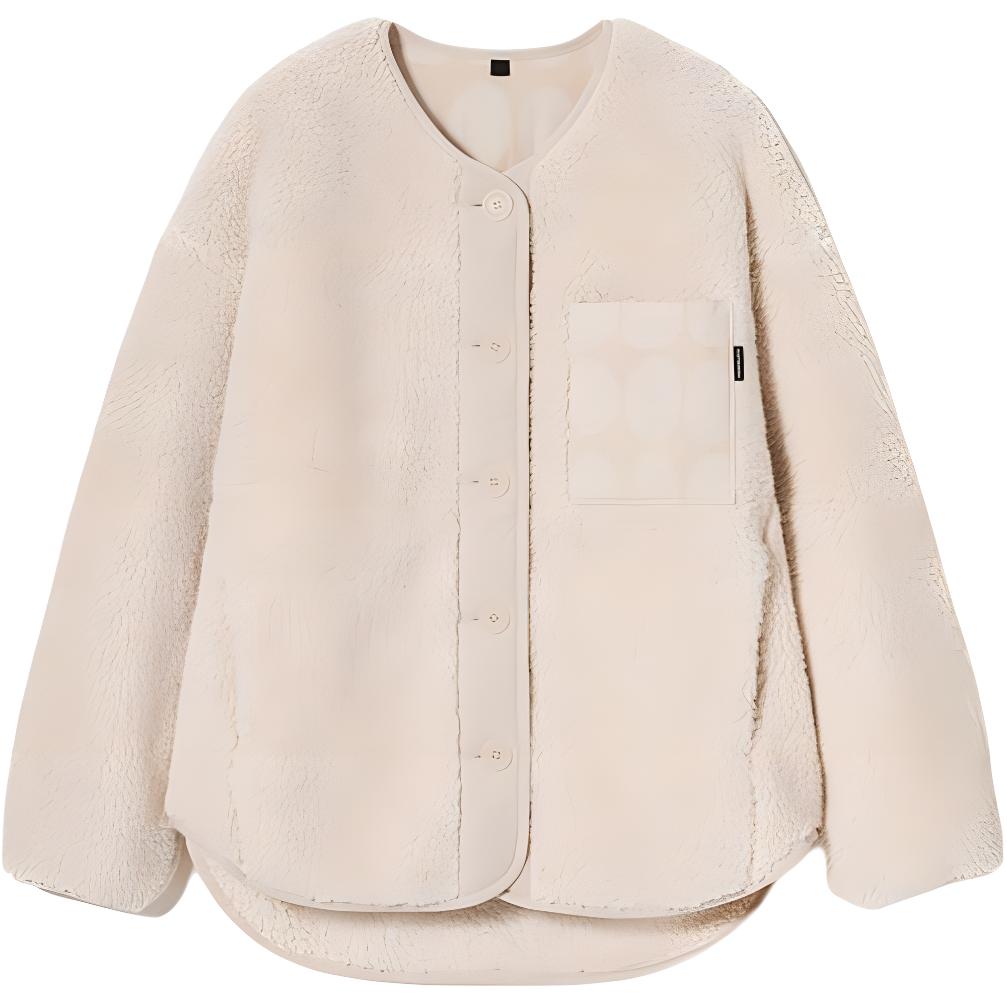 UNIQLO Пальто Marimekko Co бархатное женское, Light Beige — фото 3