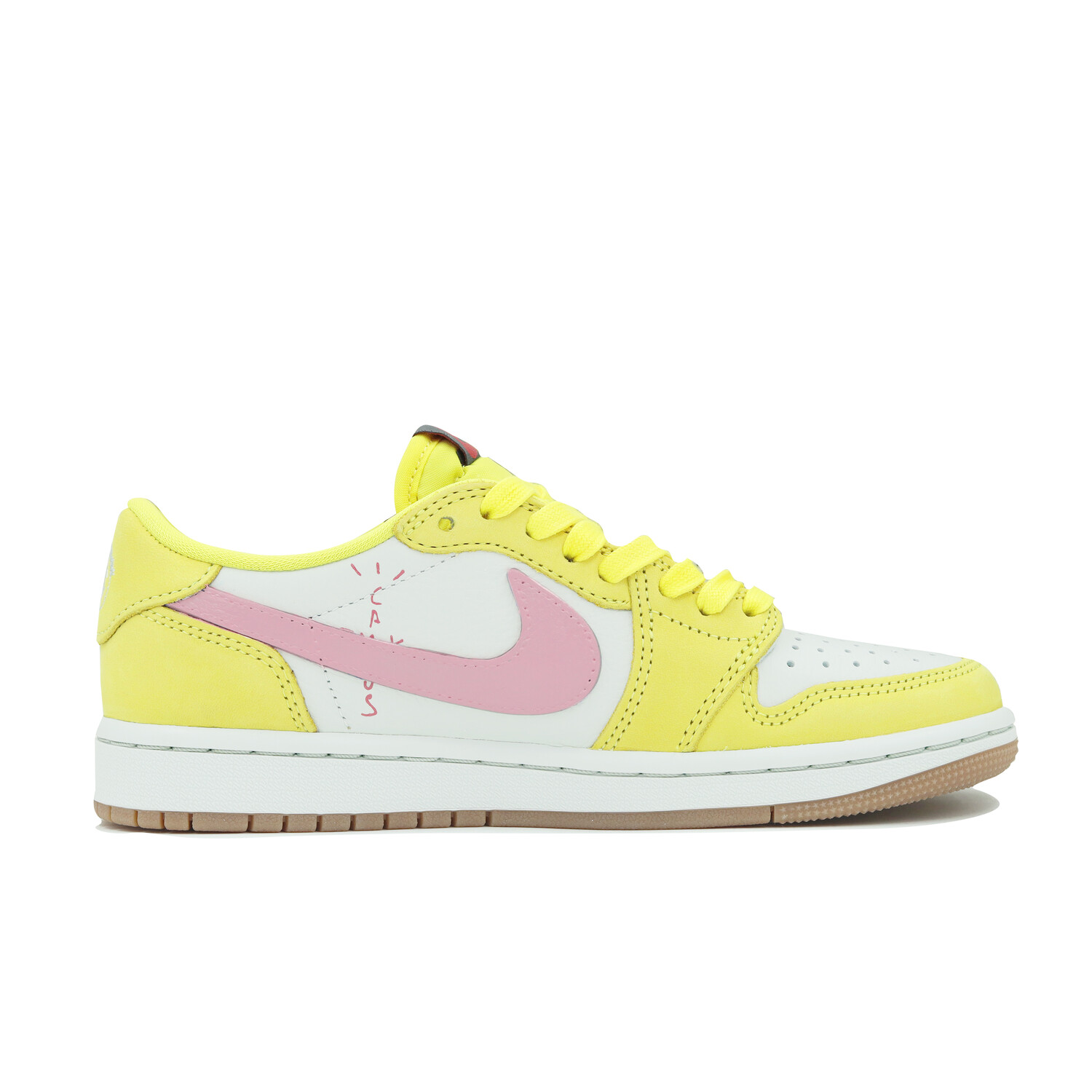 Кроссовки Travis Scott Air Jordan 1 Vintage Basketball Shoes Women's Low-top Yellow Pink, желтый