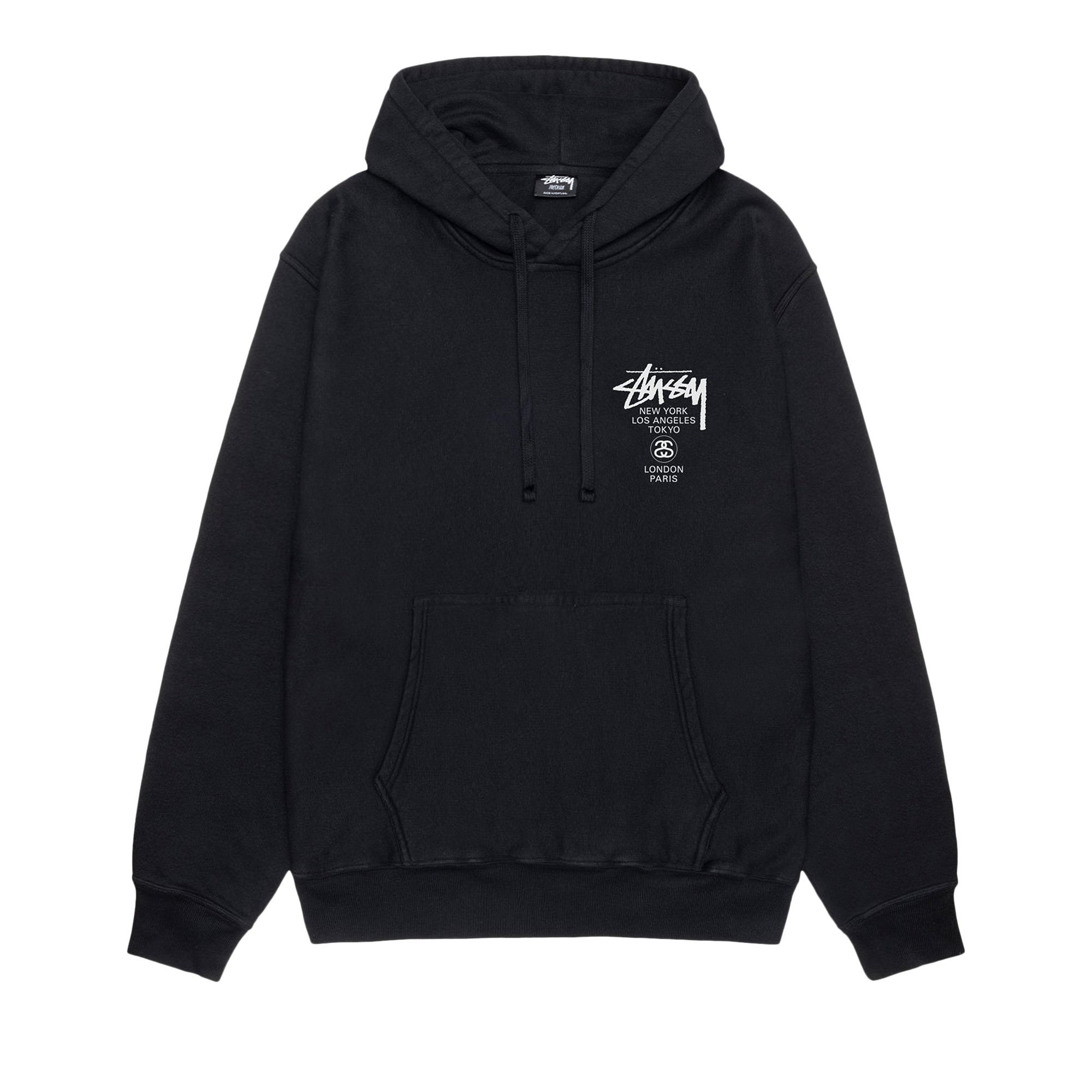 

Толстовка с капюшоном Stussy World Tour, окрашенная в пигмент, цвет Черный