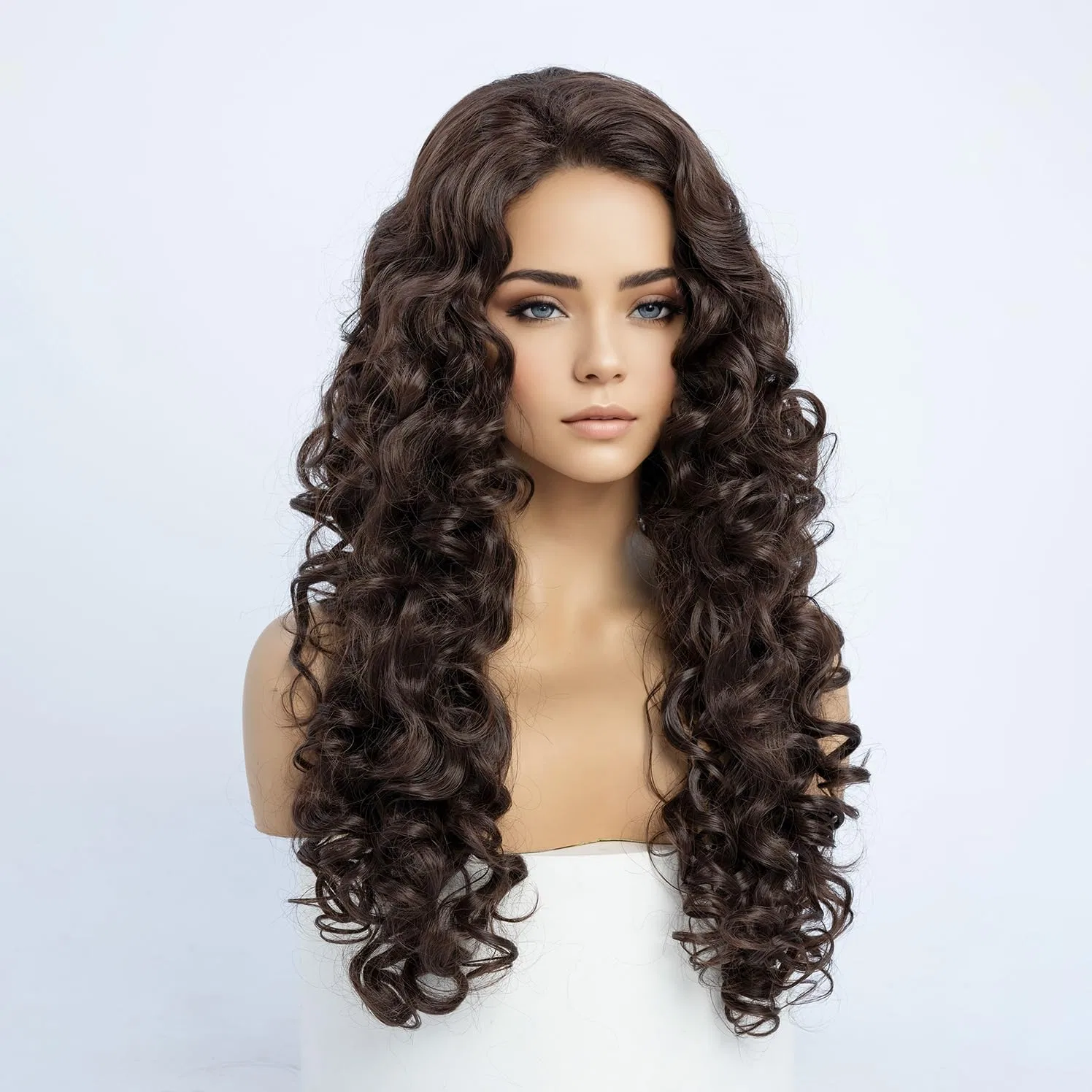 Женский длинный вьющийся парик «Dark Brown Curls» от SIMKAYLEE Simkaylee, Dark Brown — фото 4
