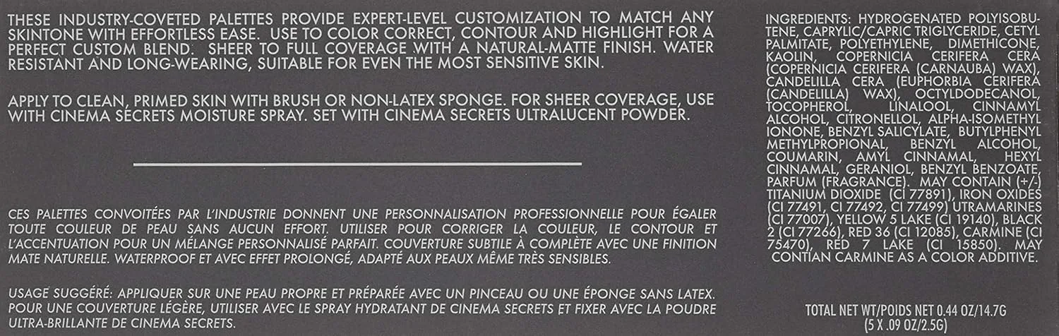 Cinema Secrets Ultimate Foundation 5-in1 Palette - тональная основа с наращиваемым покрытием, матовым финишем, без парабенов, для коррекции цвета, контуринга и хайлайтинга 1 штука (1 шт.), 400 Series — фото 3